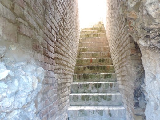 Even inside, the stairways are steep and narrow. Easier to defend.