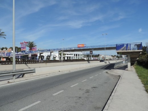 This is the pedestrian overpass we use to get to the grocery stores and other shopping. If the sky is very clear, you can see Africa to the south!