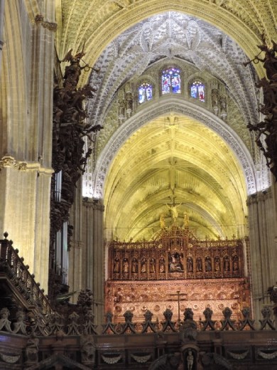 Intricately carved ceilings soar to nearly 150 feet. And it's that way in the entire Cathedral!