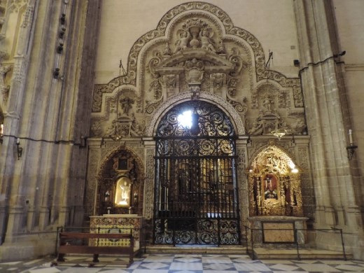 The Chapel of Saint Laurean shows the decorative iron fencing that protects the artwork in each of the many chapels.
