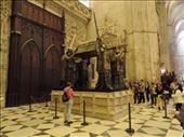 The remains of Christopher Columbus (Cristóbal Colón in Spain) command a prominent location in the Cathedral.: by taylortreks, Views[259]