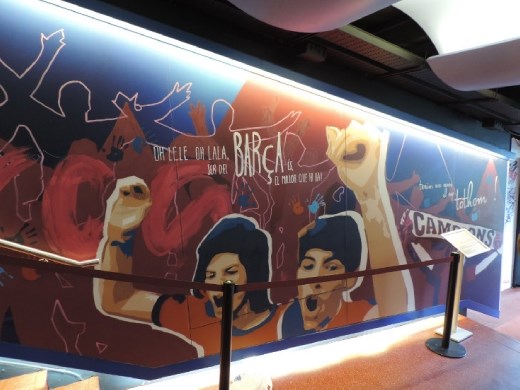 Some of the colorful wall art that greets the players every time they take the tunnel to pitch.