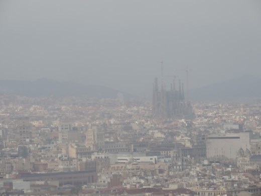 Even though the sun was out, it was a very hazy day. Regardless, you can pick out the Sagrada Familia. We're going there tomorrow!!