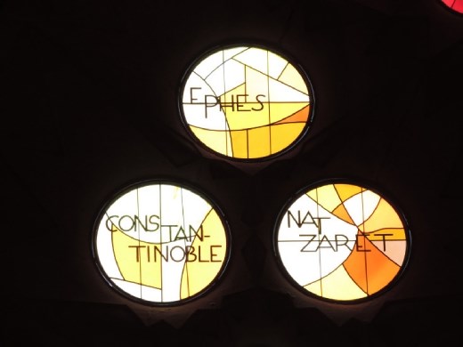 More hidden gems - city names on some of the stained glass panes.