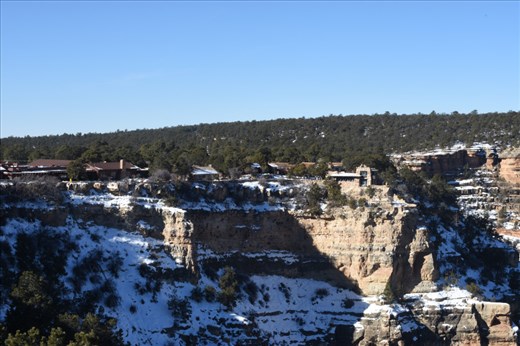 Two iconic buildings on the South Rim: Kolb Studios and Bright Angel Lodge.