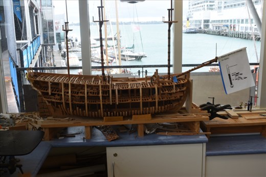 Wooden model of Charles Darwin's ship Endeavor