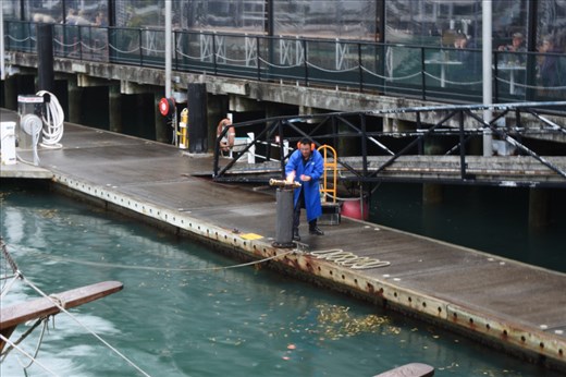 An attendant prepares to fire the cannon signalling 12 noon. This is a daily ritual at the Museum.