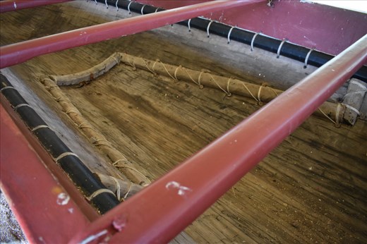 The ceremonial war canoe or waka is bound together by flax and these crosspieces. There is not a single bit of metal in the waka.