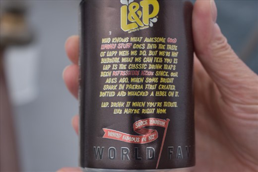 L&P provides a refreshing alternative to 7Up or Sprite. Plus, we like the cheeky description on the can!