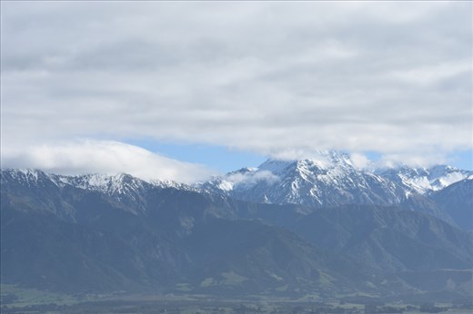 It was sunny along the coast, but clouds were starting to roll in over the mountains.