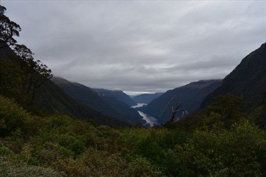 Sunshine gave way to thick clouds over Doubtful Sound itself.