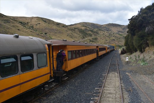 We met a special train (carrying participants in a breast cancer awareness hike?) that was returning to Dunedin.