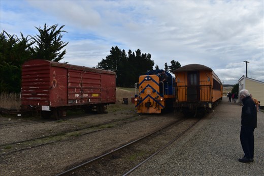 Here comes the engine after disconnecting from the front of the outbound train.