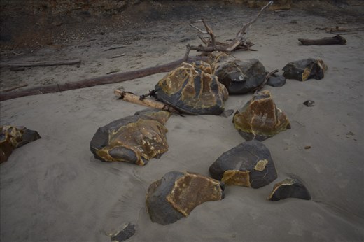 With a caramel interior around the chocolate rock.