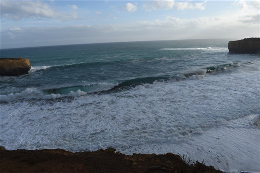 Powerful waves crashed into the shore just west of London Bridge.