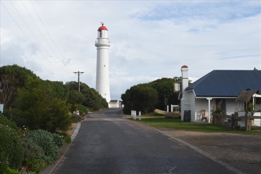 The Split Point Lighthouse was mirrored in the chimney of the old keeper's house.