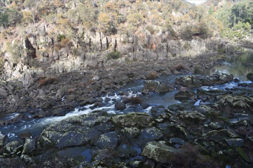 The South Esk River tumbled through the jumble of boulders in the riverbed.