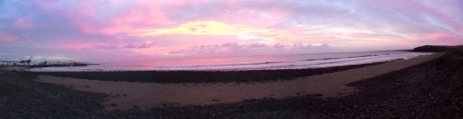 Le levé de soleil sur notre plage de campement