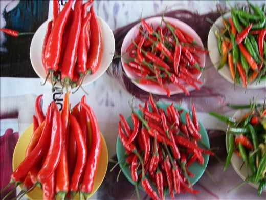 Hot peppers, a common Thai spice