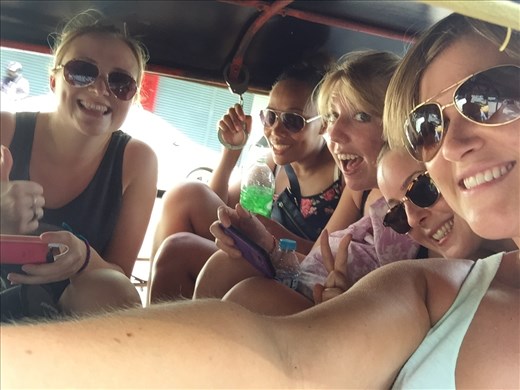 Who says you can't fit 5 girls on a tuk tuk