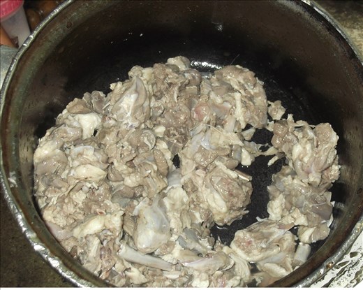 The fruit bat cut and soaked in vinegar and salt