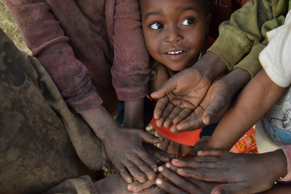 All for one.
One day, Namniaka will be tall enough to put her hands among the others.