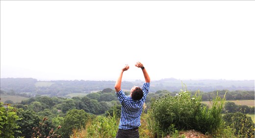 a huge area of nature brighen up whislt i embrace it in a funny way