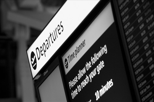 Almost there - Last minute information for the boarding is displayed, reminding everyone the time required to reach to the gates