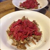 Raw beef and meat off the bone on top of noodles.: by thehungryginger, Views[284]