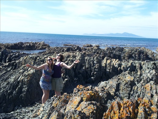 Rocks and view of Mana Island