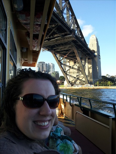 On the ferry going under the harbour bridge