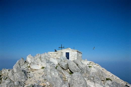 General view of the top of the mountain (2033 meters) in the absolute tranquillity near the sky, philosophizing among the wild swallows.