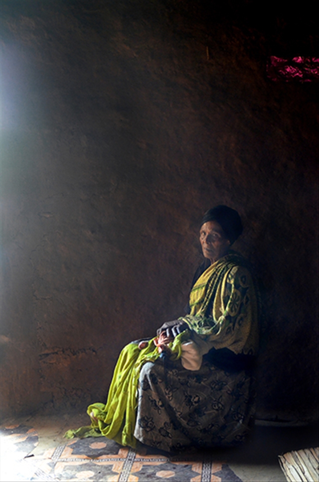 An old woman is sitting in the hut...the atmosphere was unique.
