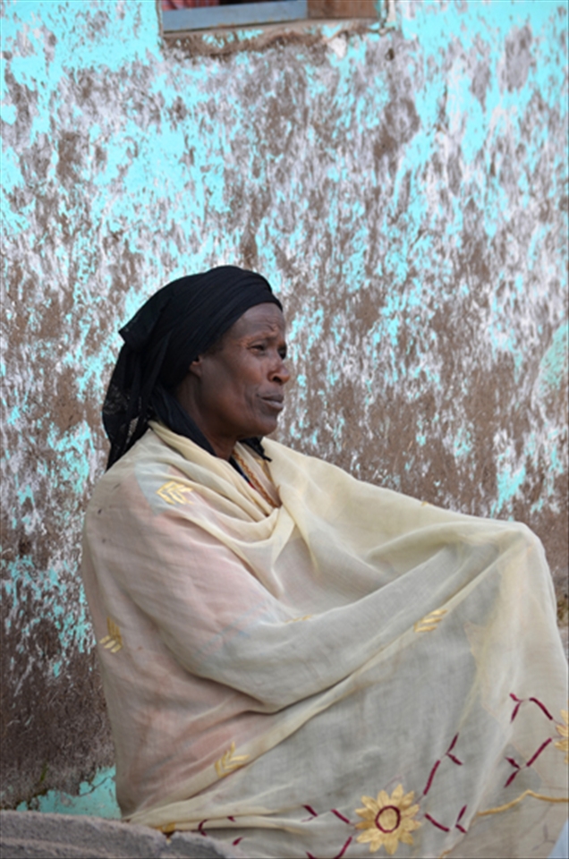 An old woman just relaxing