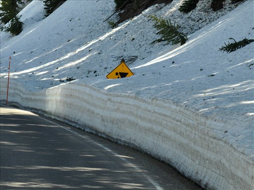 There were still A LOT of snow in places.  Check on the road sign!