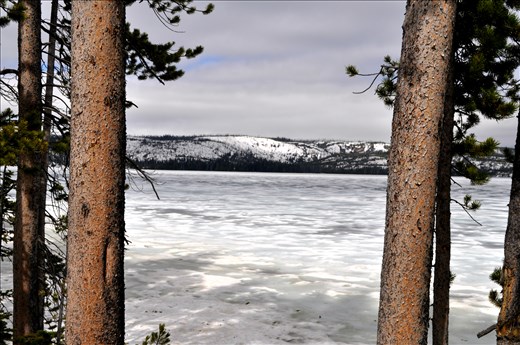 The lakes between Yellowstone and Grand Tetons were still frozen!