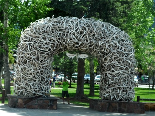 The famous arch in Jackson.  It is made up of elk horns from the Elk Refuge.