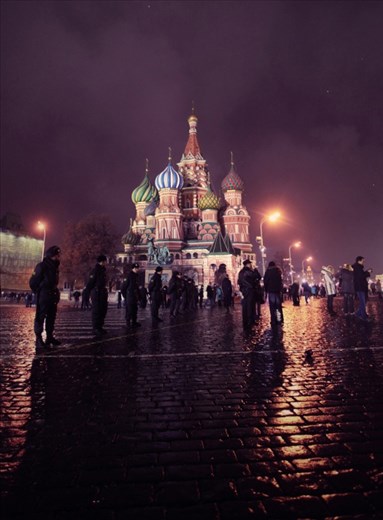 St Basils Cathedral, Red Square, Moscow, Russia.

New Years Day 2012 - After a night of partying in Red Square, the Russian police move into the square in the early hours to maintain order. 