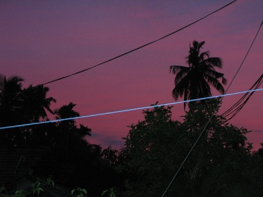 the purple skies of sunset before we went on our travels.