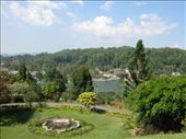 the view from Castle Hill Guest House, Kandy.  You can see the Kandy Lake and the temple of the tooth relic in the distance.. we had curtains and it was cool at night. Finally, the family slept.: by theus, Views[466]