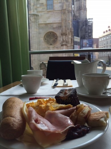 Hearty hotel breakfast