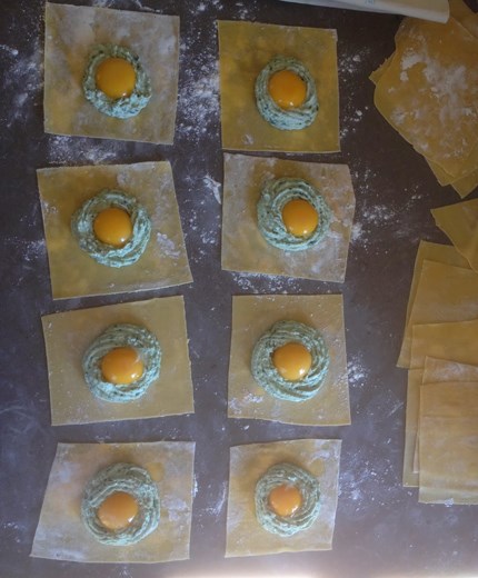Making the Raviolo for my supporter's dinner