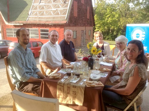 Some of the supporters at one of the meals where I prepared Uovo en Raviolo