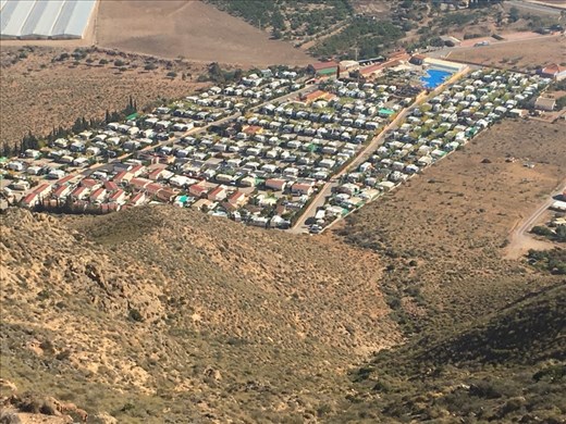 View of campsite from mountain. Can you spot our van?