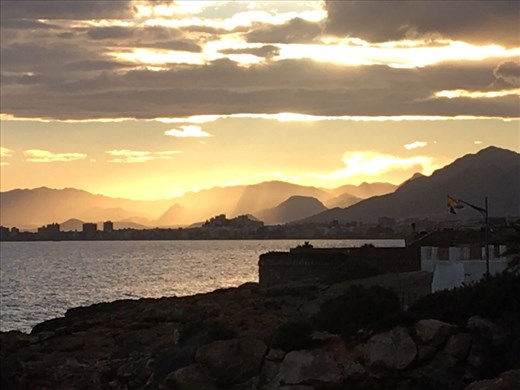 Sun setting over Puerto de Mazarron