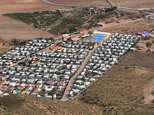 View of campsite from top of the hill behind