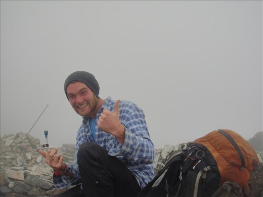 Andy at Marion's lookout: mist blocking the view