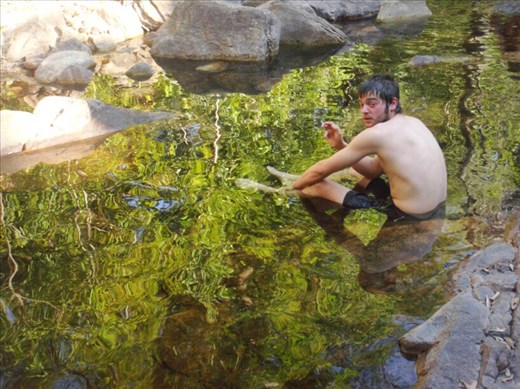 Having a dip and smoke in the rainforest, Gubara, Kakadu NP