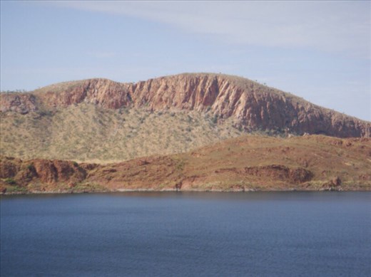 Mountains plunging into the lake, Lake Argyle, WA