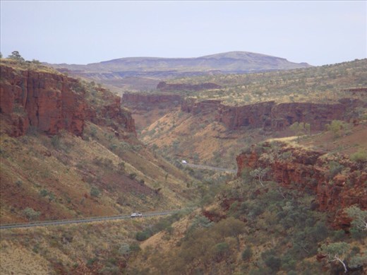 Great Northern Highway winding through East Munjina Gorge, Albert Tognolini Rest Area, Juna Downs, WA